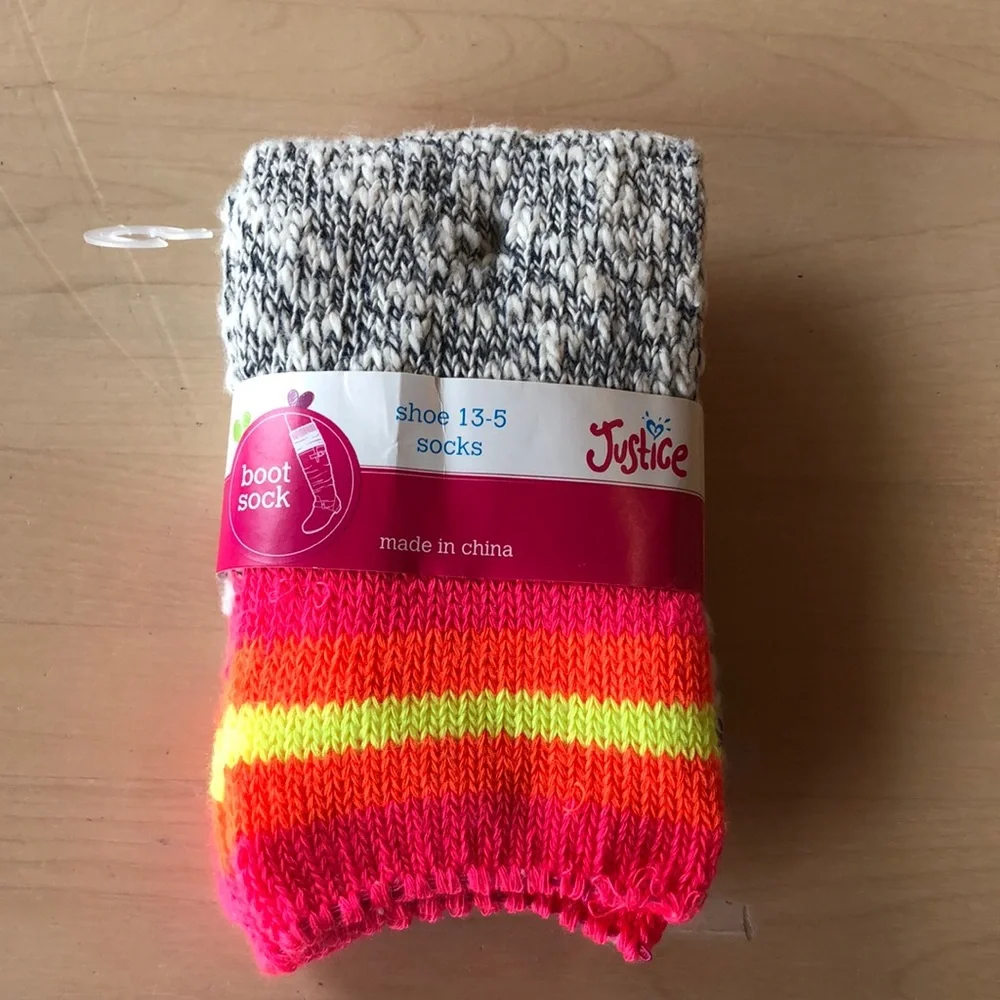 JUSTICE Boot Socks shoe size 13-5 NEW